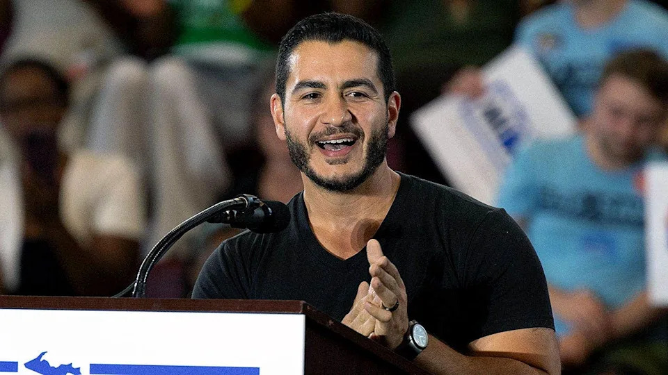 Abdul El-Sayed speaks at a unity rally in Detroit.