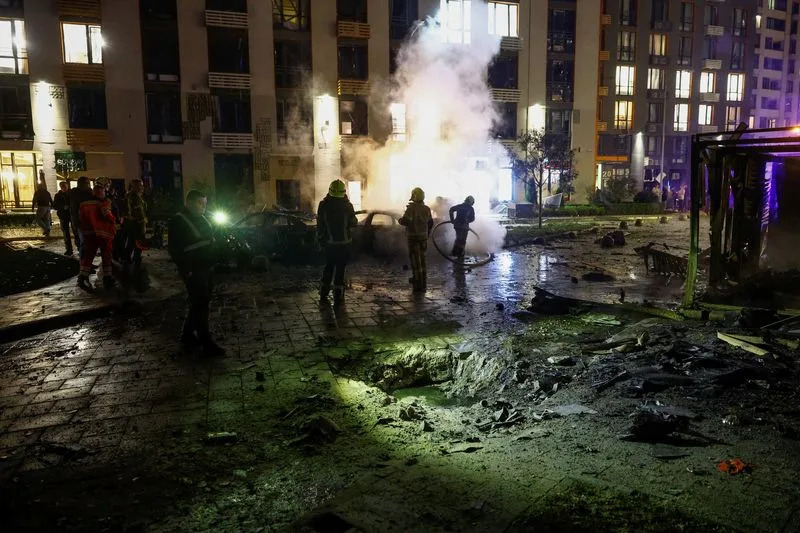 Aftermath of a Russian drone attack in Kyiv