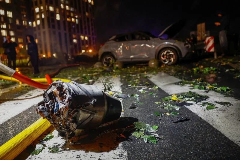 Aftermath of a Russian drone attack in Kyiv
