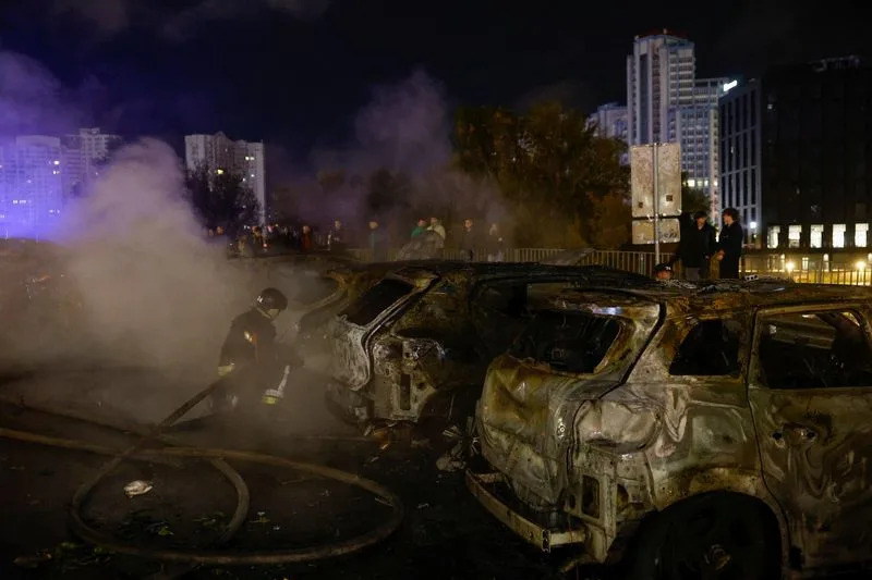 Aftermath of a Russian drone attack in Kyiv