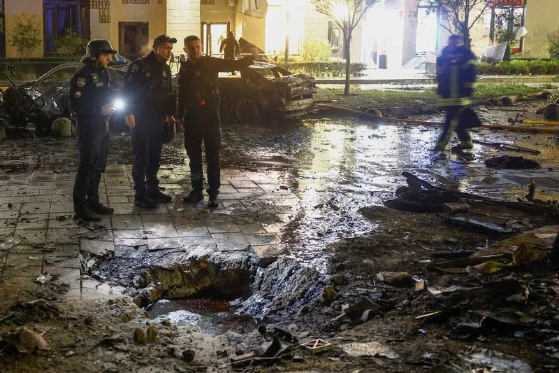 Aftermath of a Russian drone attack in Kyiv