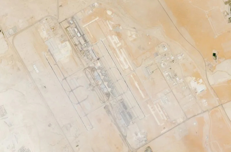 Satellite image of King Khalid Airport the day after attack, in Riyadh