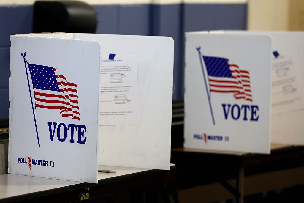 Voting booths on Sept. 8, 2026, in Manchester, New Hampshire.
