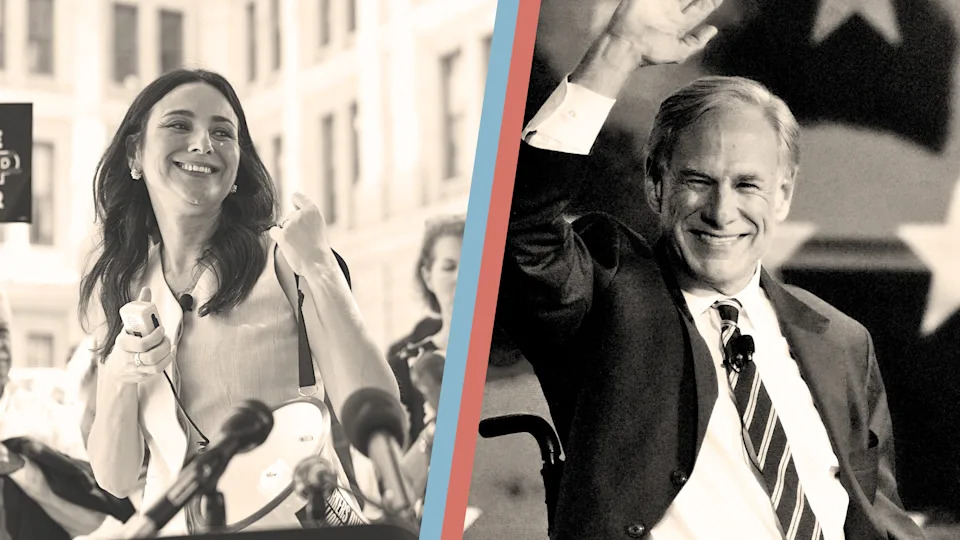 Gina Hinojosa and Greg Abbott.